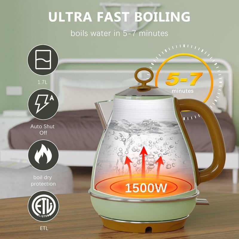 evoloop 1.7L Electric Kettles, BPA Free Tea Kettle, Hot Water Boiler Heater, Stainless Steel Teapot, Auto Shut-Off & Boil-Dry Protection, 120V/1500W - Image 4